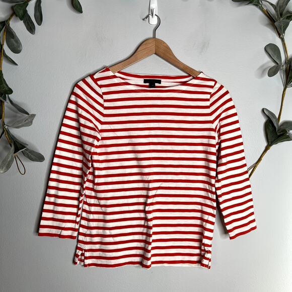 J.Crew Red and White Striped Top LAST CALL - Picture 1 of 5